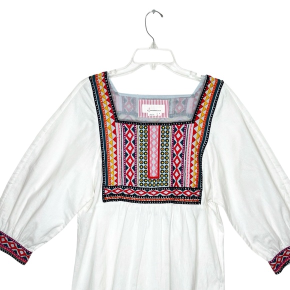 Anthropologie Womens Abigail Embroidered Tunic Top  S NWT White Peasant Bohemian - Picture 2 of 8